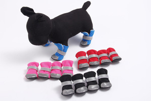 4 pièces/ensemble de chaussures pour chien avec sangle réfléchissante, chaussures à semelles souples pour chiot, bottes respirantes et confortables pour animaux de compagnie, <span class=keywords><strong>Chihuahua</strong></span>, protège-pieds - Product Image 6