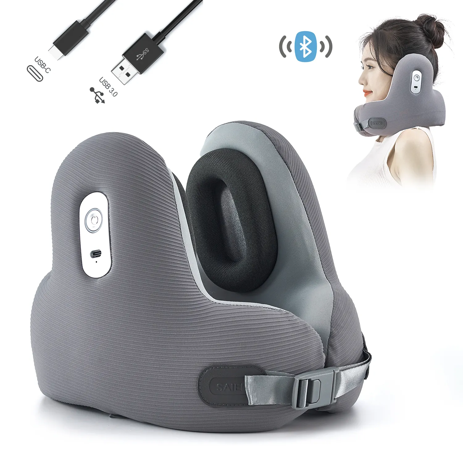 Jourm NOVA Música Bluetooth redução de ruído apoio Pescoço Descanso Almofada U Forma Memória Espuma Viagem Pescoço Travesseiro para avião