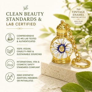 100% Reines Agarholz Oud Attar Öl 3ml Alkoholfrei Natürlicher Extrakt Holziges Orientalisches Aroma Mit Blumigem Schlüsselanhänger-Fläschchen - Product Image 4