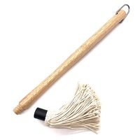 COOKBEST Têtes de rechange de luxe pour vadrouille à badigeon pour barbecue avec manche en bois Brosse à sauce à l'huile pour barbecue en plein air