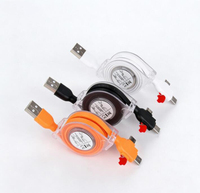 Cable de Carga USB Retráctil 3 en 1 con Estuche Transparente, Compatible con iPhone/Android Tipo-C Micro USB, Cable de Datos de Carga Rápida