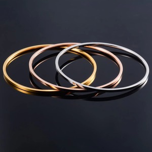 Bracelet jonc minimaliste en acier inoxydable pour femme, simple, accessoire de bijouterie, bracelet manchette, cadeau, largeur 2 mm - Product Image 1