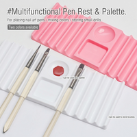 Support 2-en-1 pour pinceaux de nail art et palette, repose-stylo en silicone, support double forme, support de rangement en plastique pour stylos, outils pour perceuse à ongles et pinceaux