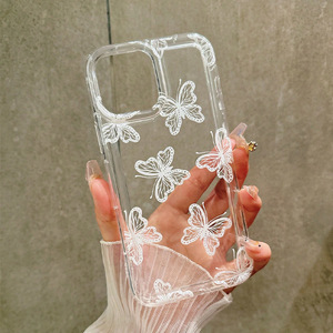 Custodia per telefono a farfalla bianca in offerta speciale per <span class=keywords><strong>iPhone</strong></span> 16 Plus 15 17 Pro Max <span class=keywords><strong>14</strong></span> 13, cover posteriore trasparente antiurto per cellulare - Product Image 5