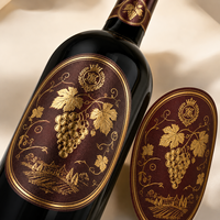 Etiquetas Personalizadas para Botellas de Vino con Lámina Dorada, Resistentes al Agua, para Vino Tinto, Licores, Embalaje, Marca Privada, Logotipo OEM, Rollo, Cualquier Tamaño y Forma