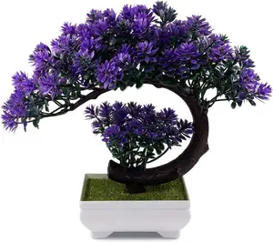 Küçük FauxPlants-plastik yapay Bonsai ağacı mor oda dekor ev yatak odası çiftlik için duvar rafı ofis masa dekoru,