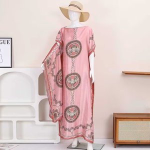 Wholesale Jacquard Marble Print Scarf &amp; Caftan Set, 2-in-1 Jacquard Satin Beach Shawl and <strong>Kaftan</strong>, Luxury Resort Wear Beachwear - Product Image 4