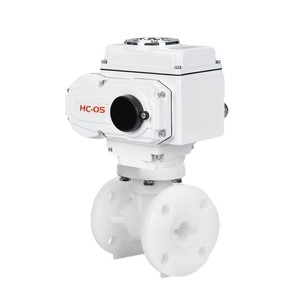 วาล์วบอลฟลานจ์ Hc Electric Pvdf ขนาด 1 นิ้ว สำหรับสารกรดอ่อนและสารด่าง พร้อมสวิตช์ควบคุมและแรงดัน 650 Psi - Product Image 1