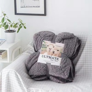 Promozione a buon mercato caldo morbido Raschel coperte di visone doppio strato coperta di lana di agnello trapunta coperta per auto per bambini - Product Image 6