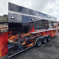 Remorque alimentaire mobile BBQ personnalisée à trois essieux, remorque de restauration commerciale avec fenêtre de service pour les entreprises de restauration rapide