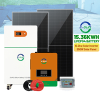 Système d'énergie solaire hybride E-SUN 10,2 kW, batterie de stockage d'énergie 15 kWh, kit complet de panneaux solaires, système de stockage d'énergie solaire domestique