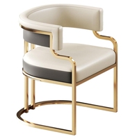 Chaise baignoire moderne en cuir Fauteuil rembourré avec pieds en métal doré Accent Fauteuil canapé simple pour salon salle à manger