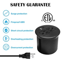 Hub de datos y energía de escritorio empotrable de 80 mm, toma de corriente redonda para muebles, sofá, mesa, con cargador USB A+C