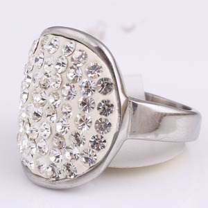 Women's Pyramid Shape Pave Setting <b>Crystal</b> <b>Ring</b> Steel Color Wedding Jewelry Accessory - Product Image 3