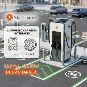 Cargador rápido de CC para vehículos eléctricos Starcharge Titan V5 UL CE 120kW expandible con pantalla táctil de 104 pulgadas ISO 15118 y lógica de distribución de energía - Product Image 1