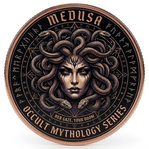 Pièce de monnaie de défi personnalisée en cuivre massif de 1 oz, imprimée UV double face, style gothique, pour collection de souvenirs de mythologie occulte - Product Image 3