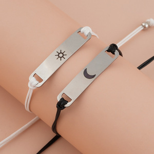 Bracelets en acier inoxydable « Je t'aime jusqu'à la lune et retour » et « Tu es mon rayon de soleil » pour couple, pendentifs soleil et lune - Product Image 2
