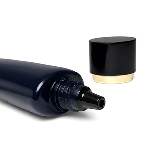 Tubo Exprimible Cosmético de Plástico Negro de Lujo con Tapa de Rosca Electrochapada en Oro - Product Image 2