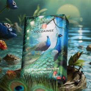 Savon pour le visage et le corps parfumé aux fleurs 248g Emballage paon Nettoyage en profondeur de la peau Hydratant Blanchissant Savon fait à la main - Product Image 5