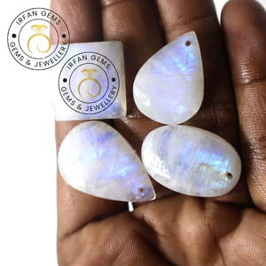 Cabochons de pierre de lune naturelle arc-en-ciel blanc-bleu, taille personnalisable, vente en gros, certifiés par un tiers, jeu de couleurs précieux - Product Image 5