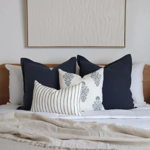 50x50 Luxury Navy Linen Sofa <b>Fluffy</b> Couch Bed Runners and <b>Cushions</b> Set Farmhouse <b>Cushion</b> Covers - Product Image 6