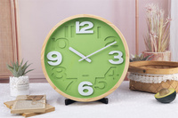 Jam Dinding Putih Dekorasi Rumah Gaya Nordik Sederhana Modern Bingkai Kayu Pinus Alami Angka 3D