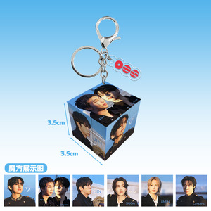 Porte-clés <span class=keywords><strong>cube</strong></span> <span class=keywords><strong>Rubik</strong></span> numérique en plastique 35 mm avec pendentif <span class=keywords><strong>photo</strong></span> numérique, merchandising des idoles K-POP en tournée mondiale (AR V, Jimin, J-hope, JUNGKOOK, Suga, Jin) - Product Image 3
