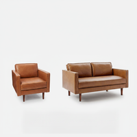 Ensemble de canapés en cuir Chesterfield, meubles de salon rétro personnalisés