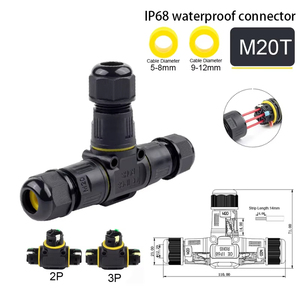 IP68 Waterproof <b>Connector</b> T-Type Wire and Cable <b>Quick</b> Push Coupling M20T 2/3Core Outdoor Street Lamp Rainproof Terminal Block - Product Image 1