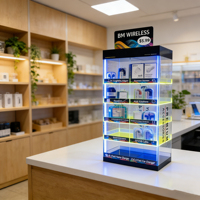Fabrieks prijs op maat gemaakte LED multi-laagse 5-laags displayrek van acryl voor mobiele telefoon accessoires, oplaadkoppen en oordopjes voor winkels en detailhandel