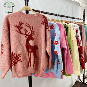 Suéter de Lana con Estampado de Segunda Mano para Mujer, Suéter Informal de Manga Larga, Suéter de Lana con Estampado, Ropa Usada Cálida de Invierno, <span class=keywords><strong>Tienda</strong></span> China al por Mayor - Product Image 3