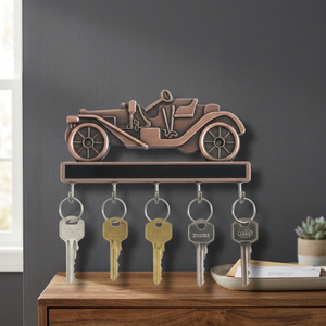 Porte-clés mural artisanal en métal de zinc, motif chariot ethnique, style chariot de bœuf et wagon moderne, support mural pour clés - Product Image 3