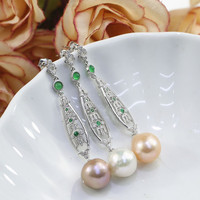 FEIRUN 10-11mm edison baroque 3 couleurs naturel perle d'eau douce lustre clou boucle d'oreille
