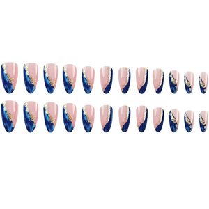 <span class=keywords><strong>Uñas</strong></span> Postizas de Alta Gama en <span class=keywords><strong>Rosa</strong></span> <span class=keywords><strong>y</strong></span> <span class=keywords><strong>Azul</strong></span> con Diseño de Bloques de <span class=keywords><strong>Color</strong></span> en Forma de Lágrima, Adhesivos para <span class=keywords><strong>Uñas</strong></span> Populares con Lámina Dorada, <span class=keywords><strong>Uñas</strong></span> Dulces <span class=keywords><strong>y</strong></span> Modernas - Product Image 5