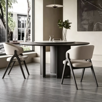 Fauteuil de salle à manger en bois massif de style italien, design minimaliste moderne nordique, dossier personnalisable, rembourrage doux, utilisation domestique