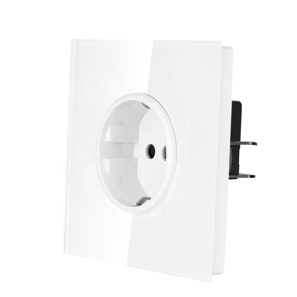 SRAN EU Standard Power Electric Socket Luxury full mirror Tempered glass Panel Wall Power Light Socket F801-GR01