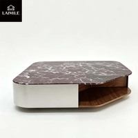 Table basse moderne en marbre irrégulier avec tiroir de rangement, table de salon de luxe, mobilier de maison OEM ODM