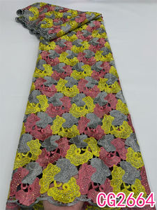 Encaje de cordón de gasa de lujo con piedras caras Aso Ebi tela de encaje africano 2025 encaje de boda de alta calidad - Product Image 2