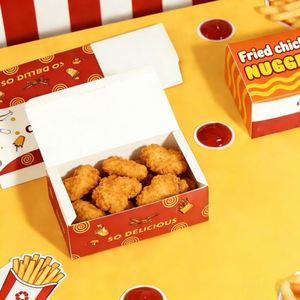 Boîte à nuggets de poulet en matériau alimentaire de qualité supérieure, personnalisable, emballage pour services alimentaires, emballage à emporter, boîte en papier - Product Image 2