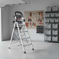 Échelle pliante légère en acier inoxydable 4-6 marches, échelle droite portable, capacité de charge de 150 kg, certifiée EN131