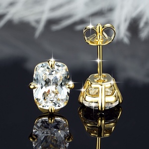 Fashion <b>Jewelry</b> 14k Gold Filled 4 Prong Setting Retro Geometric <b>Statement</b> Cubic Zirconia Stud Earrings for Women - Product Image 6