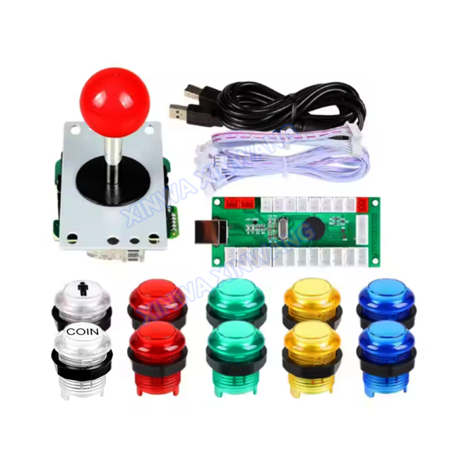 Game Machine DIY SANWA Joystick Kit PC Raspberry Pi 5V LED Push Buttons Zero-Lag Arcade Wired