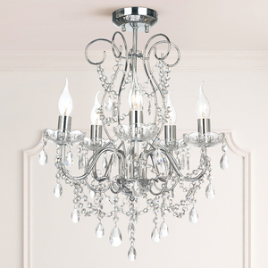 Mini Modern Crystal Candle Chandeliers Lighting Fixture <b>Dining</b> Room Acrylic Droplets Flush Mount Rain Drop Pendant Ceiling <b>Light</b> - Product Image 5