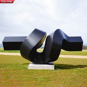 Sculpture abstraite YOUFINE en bronze, profil de visage, statue moderne en colonnes torsadées superposées pour la décoration des parcs et des places en bord de mer - Product Image 5