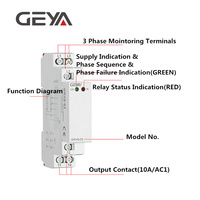 Relais de surveillance de tension GEYA GRV8-03 M265 3P+N, relais de commande triphasé 4 fils, 10A 220V
