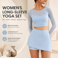 Ensemble de tennis pour femmes avec logo personnalisé, haut à manches longues à demi-zip et jupe ajustée, tenue de sport pour le golf et le pickleball