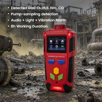 Détecteur de gaz O2 H2S NH3 CO pour la surveillance environnementale, testeur d'ammoniac pour décharges, unité portable de qualité de l'air à aspiration par pompe