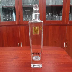 Tutup Mahkota Logo Emas Vodka 500Ml Botol Kaca Alkohol Roh Persegi