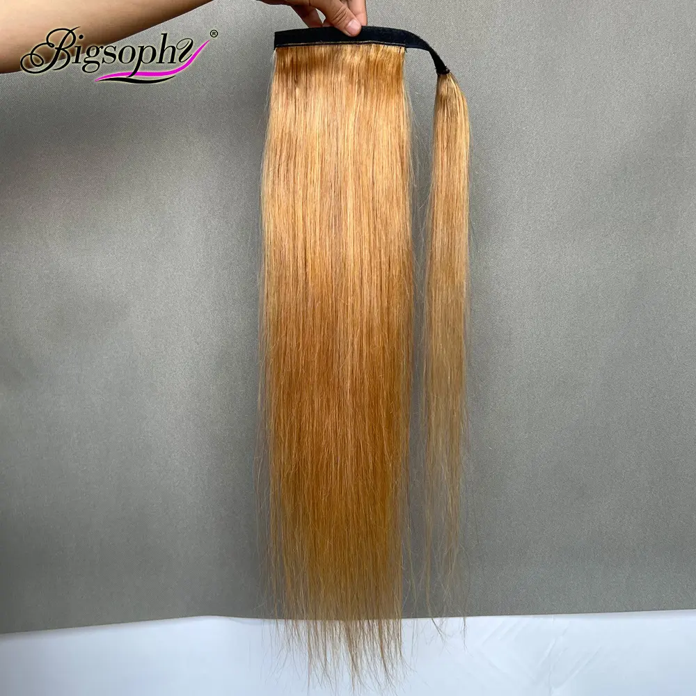 Wholesale 100% Virgin Human Hair Straight Brazilian Ponytail Hair Extension for Black Women
