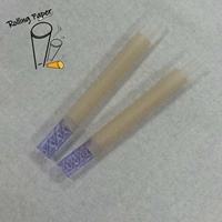 Tube à fumer en papier de riz non blanchi/blanchi sur mesure OEM, 10*30MM, spirale violette, embout en verre, avec une bonne sensation de fumée
